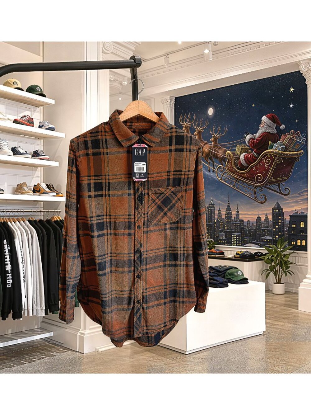 GAP Women’s Small Rust Brown Plaid Flannel Button Down Shirt NWT